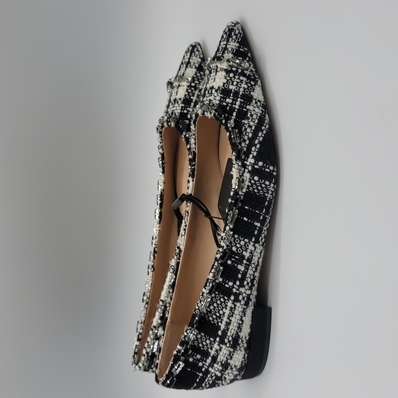 Zara Shoes - Zara woman tweed with rhinestones embellishments pointed shoes size 40